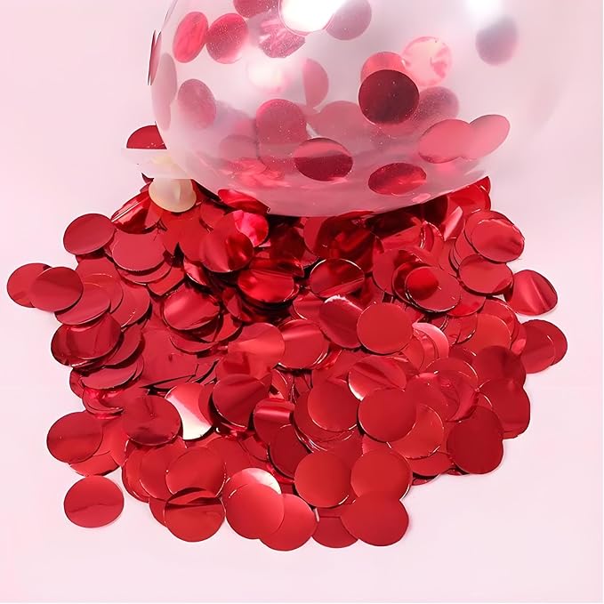 Red Round Foil Confetti Beautiful Metallic Table Confetti Glitter - Image 3