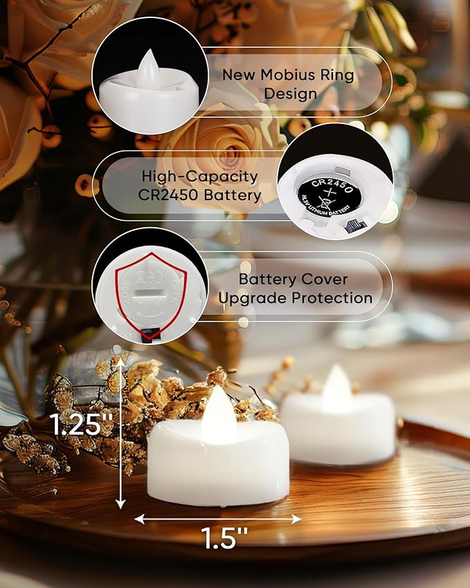 Remote Candles, 400+Hours Remote Control LED Tea Lights Votive Candle - Image 2