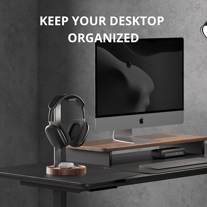 muso wood Walnut Headphone Stand, Universal Headset Stand - Image 2
