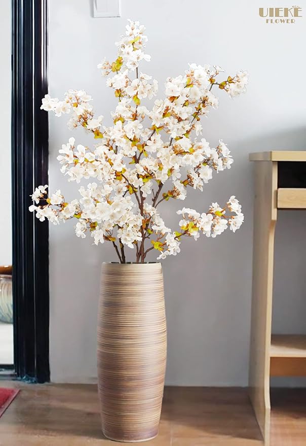 Uieke Silk Cherry Blossom Branches, 39.3in Artificial Cherry Blossom Tree Stems - Image 3