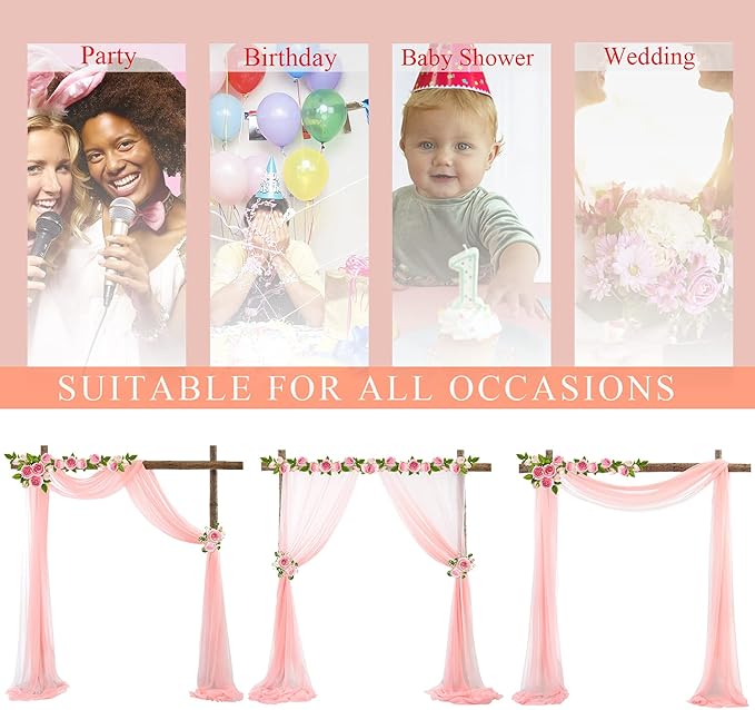 Arch Drapes for Wedding Arch Draping Fabric Blush Sheer Backdrop Curtain for - Image 9