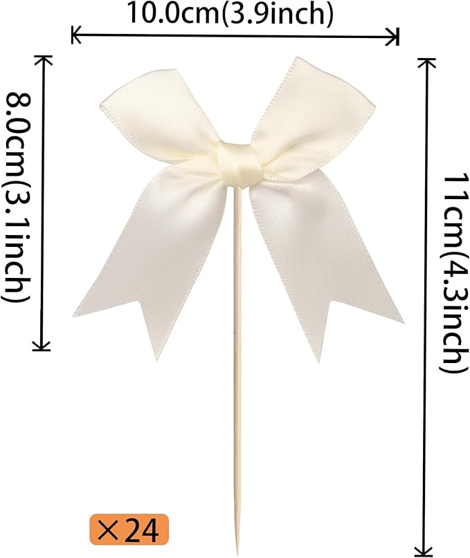 24 PCS Bow Cupcake Toppers Bowknot Coquette Bow Girls Birthday Cake Decorations - Image 2