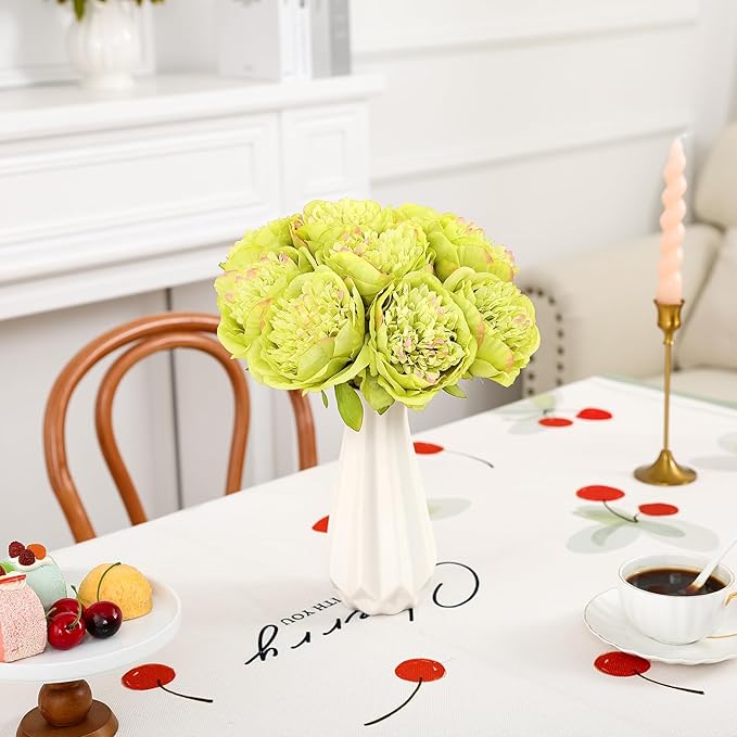 U'Artlines 10 Heads Artificial Peony Silk Flower Leaf Home Office Wedding Party - Image 8