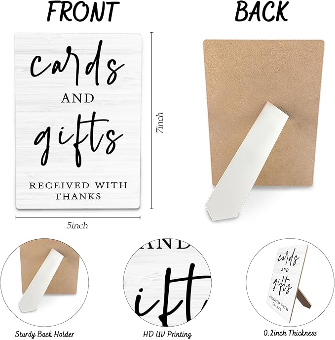 Cards And Gifts Wedding Sign, 5x7inch - Image 6