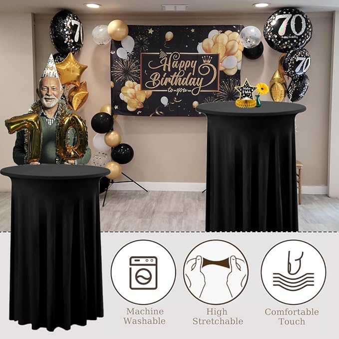 Albassa 4 Pack Cocktail Table Covers 32"x 43" Spandex Stretch Round Cocktail - Image 6