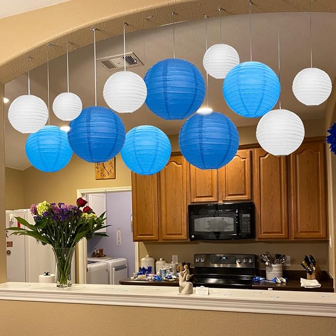 12Pcs Round Paper Lanterns Assorted Sizes - Image 8
