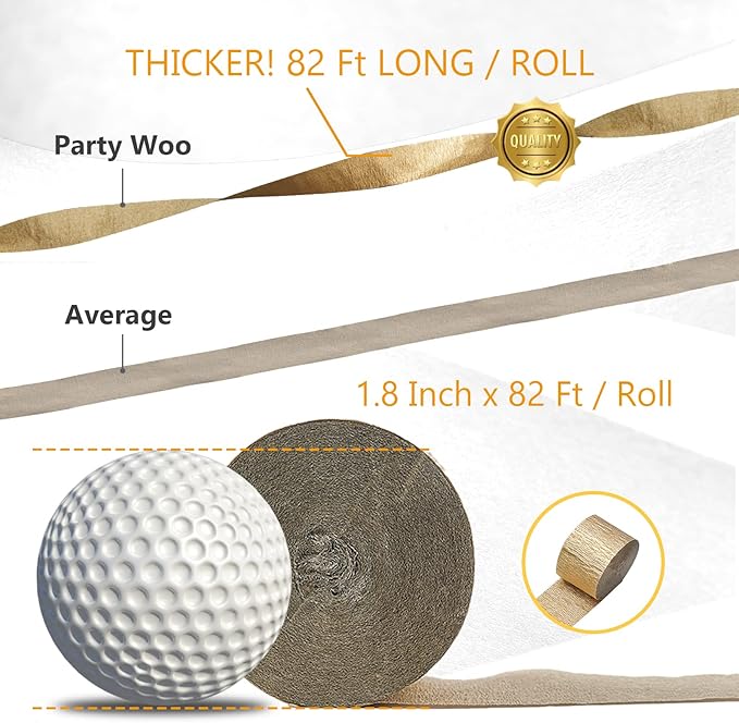 PartyWoo Crepe Paper Streamers 4 Rolls 328ft, Pack of Black and Gold Crepe Paper - Image 4