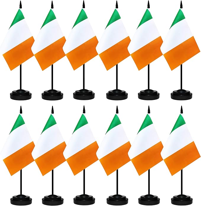 12 Pack Ireland Desk Flags Set, Irish Small Mini Table Office Flags by BCLin