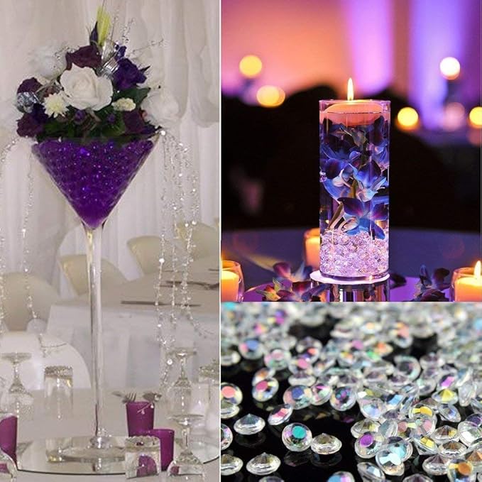 2000pcs Platic Acrylic Gems Fake Acrylic Diamonds Vase Filler Beads Faux - Image 3
