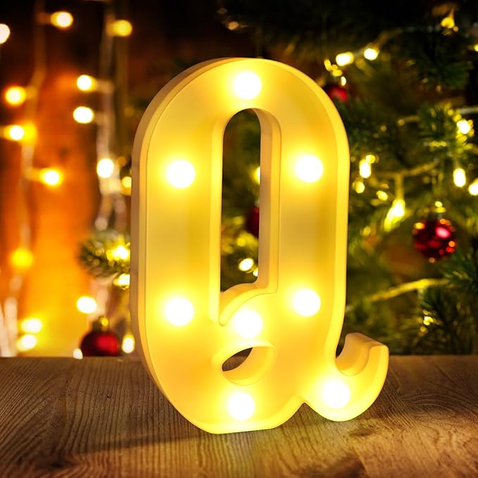 Light Up Letters Q, LED Sign Marquee Letters 26 Alphabet by funsky