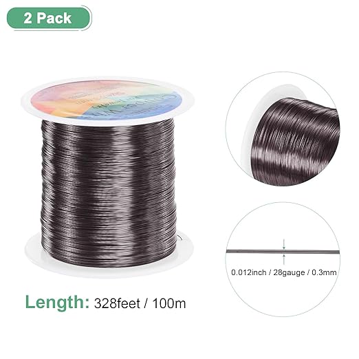 2-Rolls 0.3mm Jewelry Wire, 28 Gauge 328FT Craft Wire Copper Beading Wire - Image 3