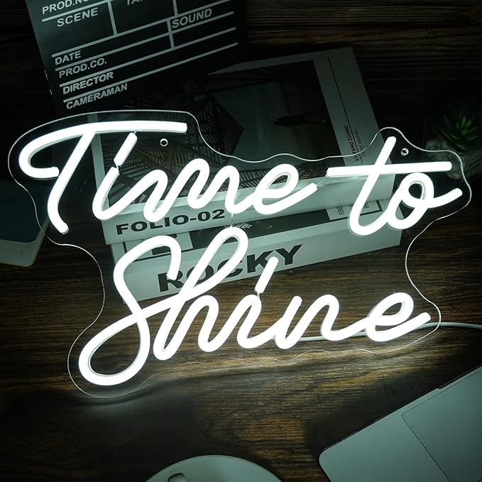 Time To Shine Neon Sign White Led Sign Time To Shine Neon Lights Decor - Image 5