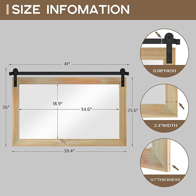COGOOD Farmhouse Barn Door Mirror - Image 4