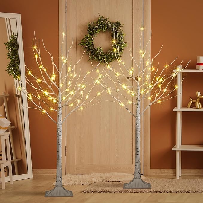 LIGHTSHARE 4 Feet 48L LED Birch Tree Lights, Warm White, - Image 4