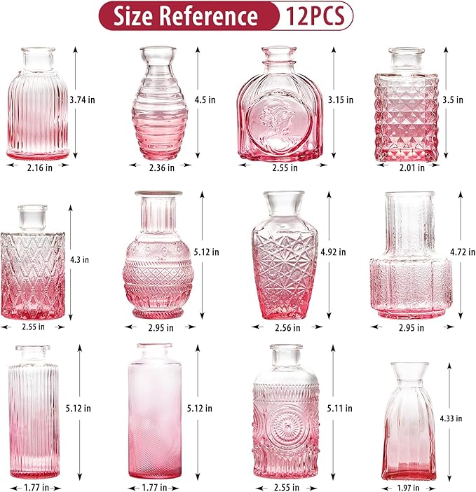 Glass Bud Vase Set of 12, Small Flower Vases in Bulk, Wedding Decoration - Image 2