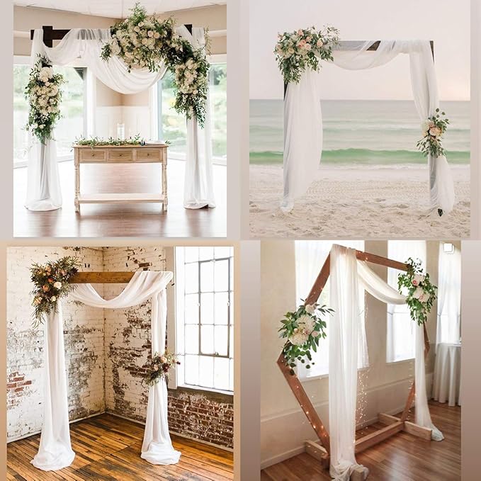Socomi Wedding Arch Draping Fabric 3 Panels 29" x 19Ft Ivory Sheer Chiffon - Image 5