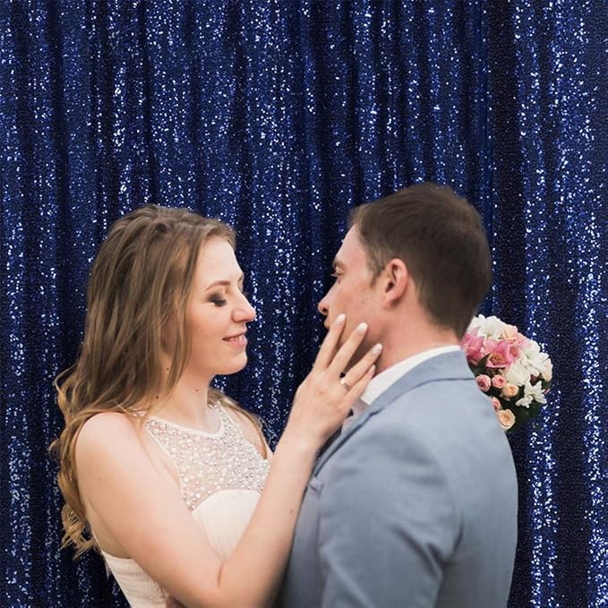 Eternal Beauty Navy Blue Sequin Backdrop, 6x8 Ft Glitter Background Curtains - Image 7