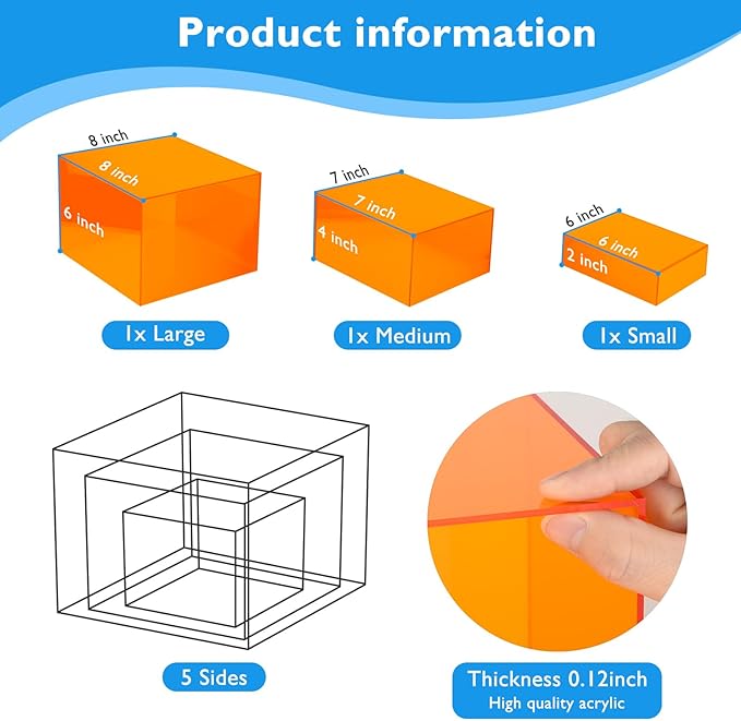 Orange Buffet Risers 3Pcs Acrylic Boxes Display Risers - Image 2