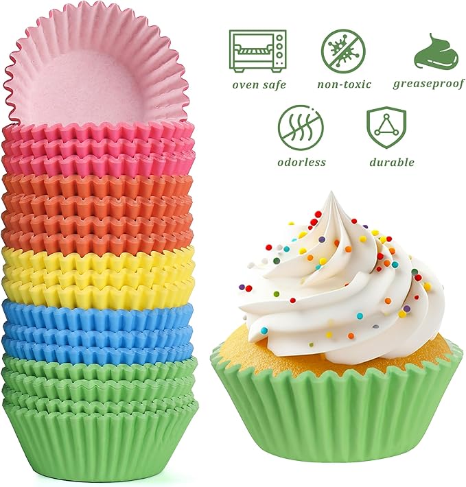 2 inch 1000-Count Mini Cupcake Liners Bright Colorful Muffin Baking Cups - Image 6
