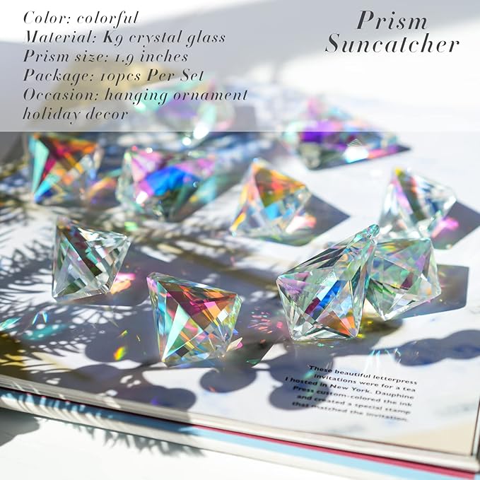 50mm Sun Catchers with Crystals, Colored Horns Crystal Prisms, Glass Pendant - Image 8