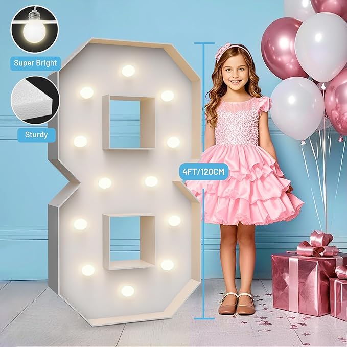 4FT Marquee Light Up Numbers 8, Party Decoration Large Marquee Light Up Letters - Image 3