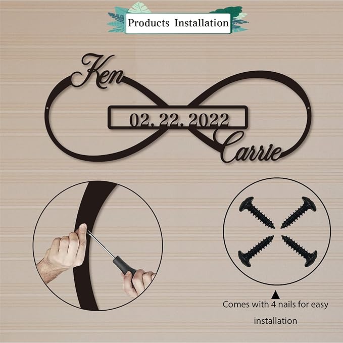 Personalized Infinity Symbol, Metal Love Sign, Love Sign Infinity Heart Sign - Image 7