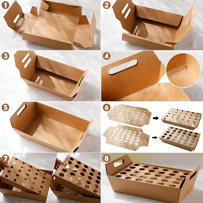 6 Set Wedding Confetti Cone Holder Box Each Includes 30 Pieces of Cone Papers - Image 3