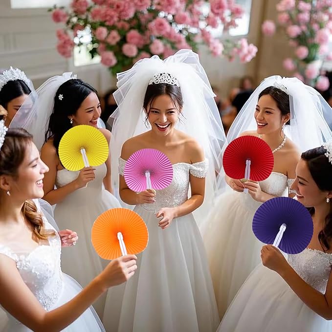 12 Packs Decorative Paper Folding Hand Fans Handheld - Image 5