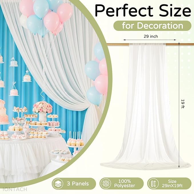 Wedding Arch Draping Fabric 29" x 19Ft Sheer Drapes - Image 2