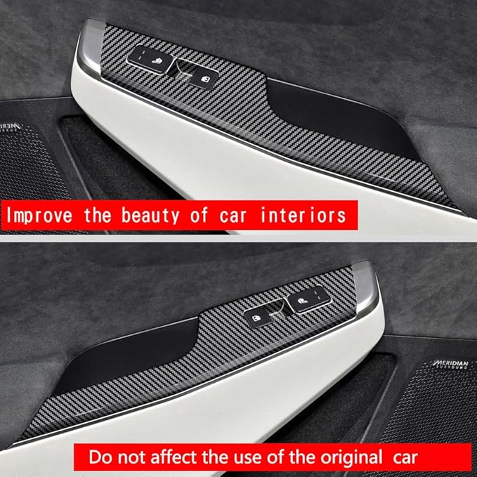 4pcs Carbon Fiber Style Front Rear Doors Window Glass Lift Switch Panel Cover - Image 5