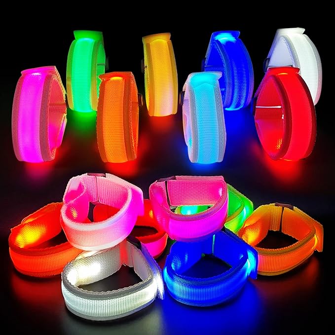 M.best 16pcs LED Light Up Bracelets Glow Flashing Wristbands Glow in The Dark by Mbest