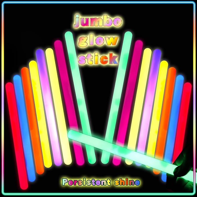 20 Pcs Ultra Bright Large Glow Sticks 14 Inch Industrial Grade 8 Colors Jumbo by FaithSooc