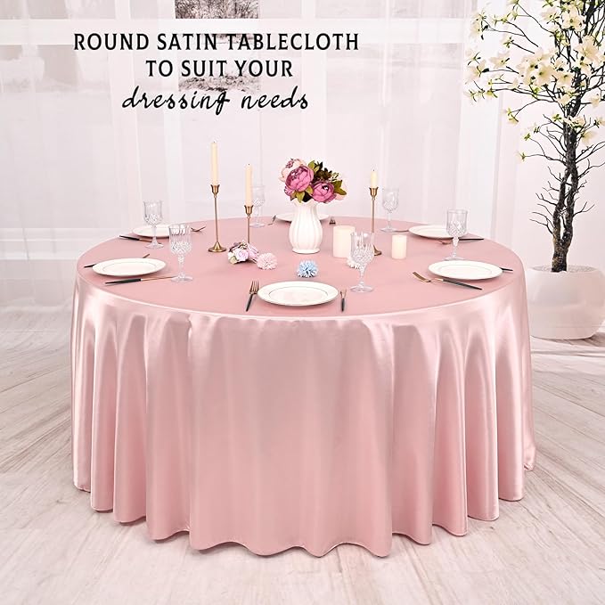 6 Packs Satin Tablecloth 120 Inch Rose Gold Round Table Cloth Silk Tablecloth - Image 6