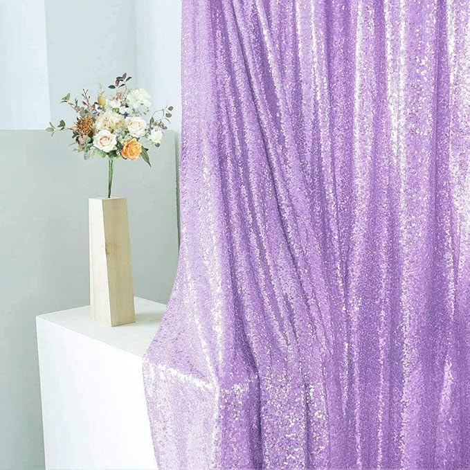 Eternal Beauty Lavender Sequin Backdrop, 20x10 Ft Glitter Background Curtains - Image 4