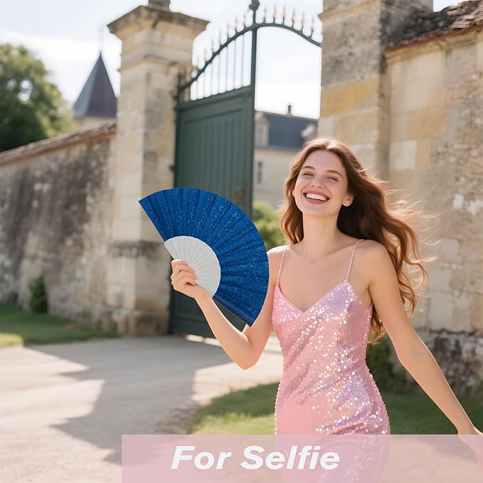 24 Pack Handheld Fan, Folding Hand Glitter fan - Image 7