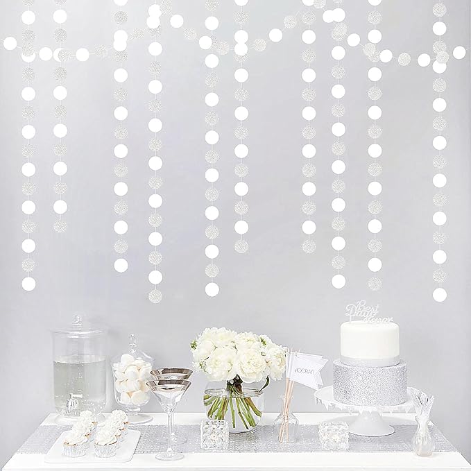 Glitter Silver White Party-Decorations Streamers - 52Ft Birthday Hanging Paper - Image 5