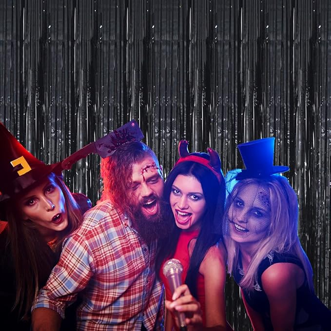 GOER 3.2 ft x 9.8 ft Metallic Tinsel Foil Fringe Curtains Party Photo Backdrop - Image 4