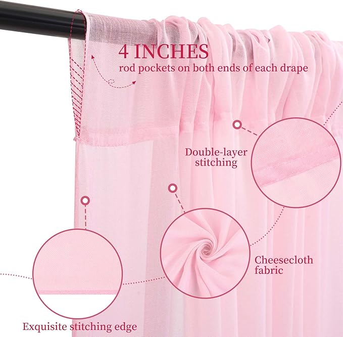 6 Panels Pink Ceiling Drapes for Wedding 5ftx20ft Ceiling Drapes Wedding Arch - Image 3