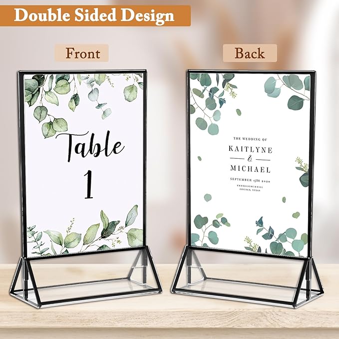 Floroom 24 Pack 5x7 Inch Clear Acrylic Sign Holders, Double-Sided Black Display - Image 4