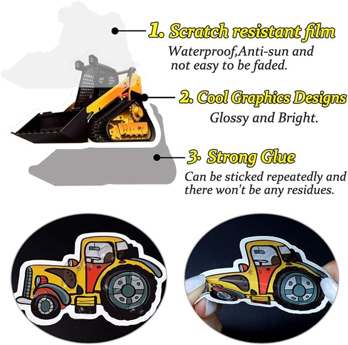 QTL Truck Stickers for Kids Boys Tractor Stickers for Water Bottles Easter - Image 4