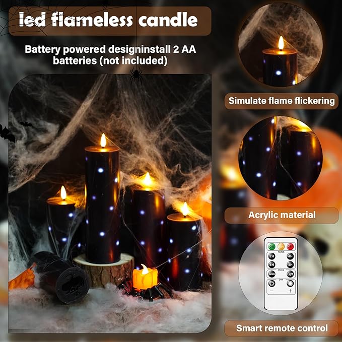 Flickering Flameless Candles, Battery Operated Real Wax LED Pillar Candles - Image 3
