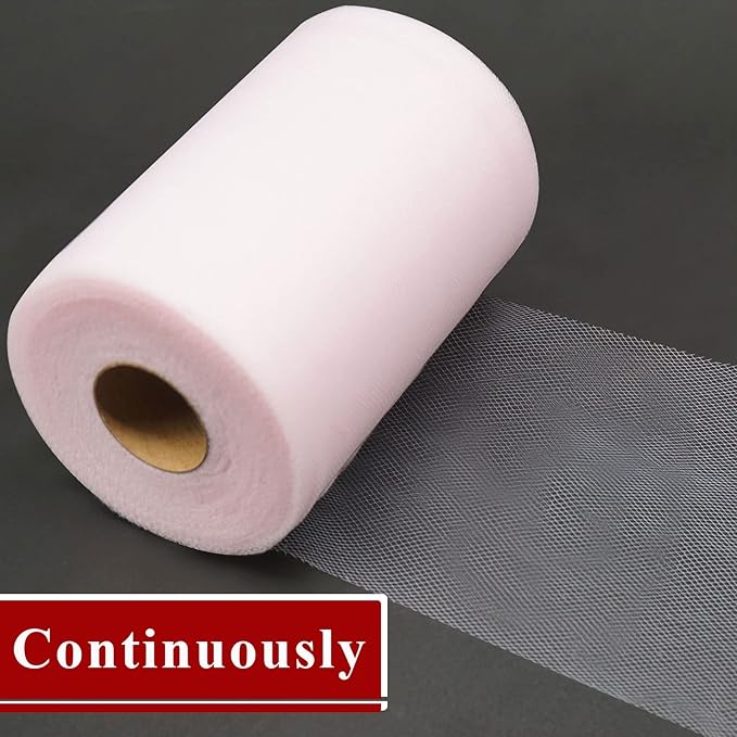 Light Pink Tulle Fabric Rolls 6 Inch by 200 Yards Fabric Spool Tulle Ribbon - Image 3