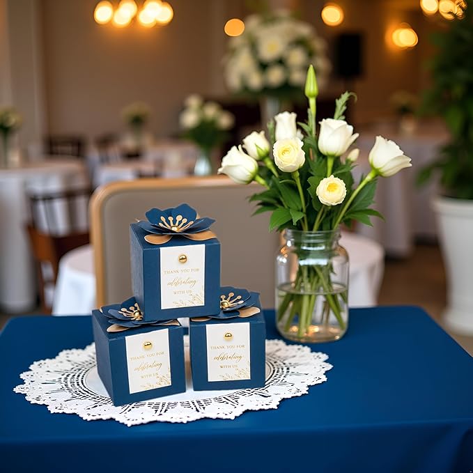 FEIYI 20 PCS Favor Boxes, 3 In 1 Navy Blue Candy Boxes - Image 8