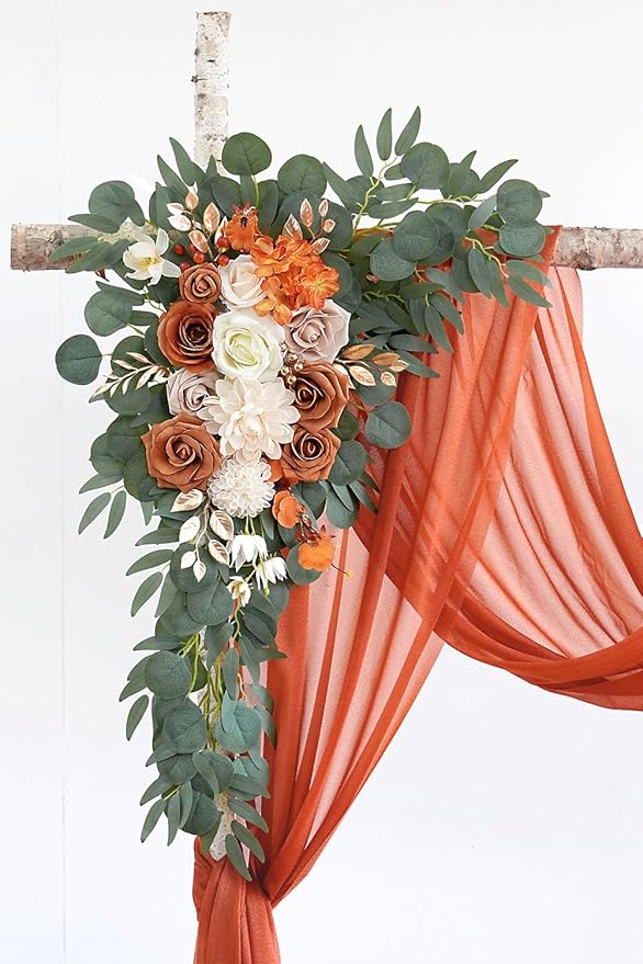 Burnt Orange Artificial Wedding Arch Flowers Kit - Image 4