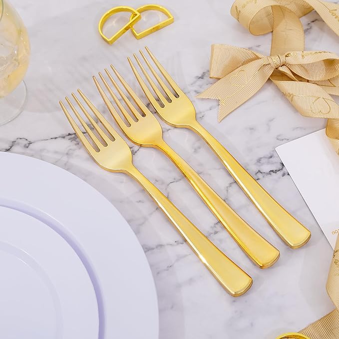 bUCLA 600PCS Gold Plastic Forks - Image 4