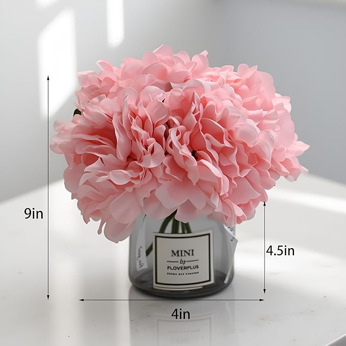 LADADA Artificial Peony and Glass vase Decoration, Used - Image 7