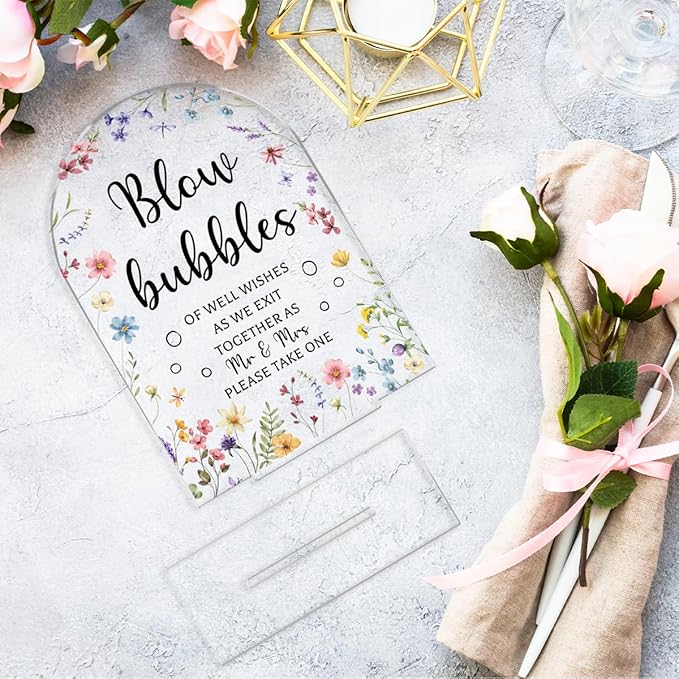 Wedding Sign Decor, Arch Acrylic 5x7 Inch, Blou Bubbles Sign Wedding Sign - Image 6