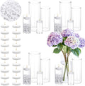 20 PCS White Floating Candles and 16 PCS Glass Vases by Unknown