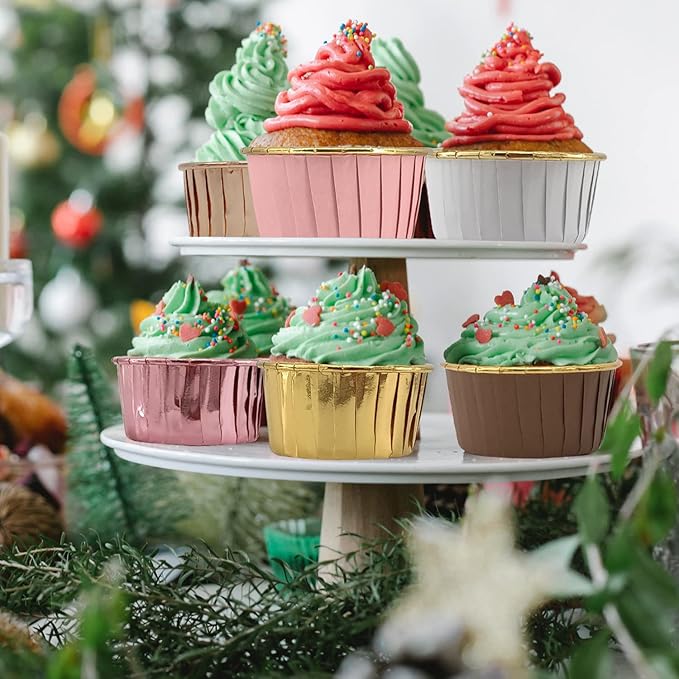 Foil Cupcake Liners with Dome Lids 100Pack, Free-Air 3.5Oz Cups - Image 2