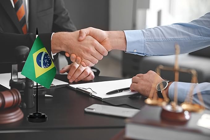 Brazil Brazilian Deluxe Desk Flag Set, Small Mini Miniature Brazil Brazilian - Image 5